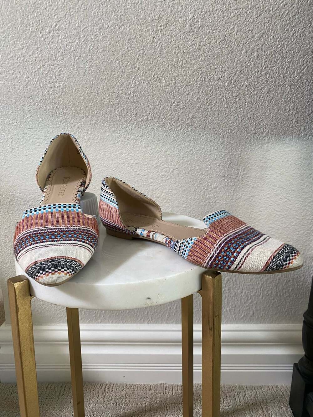 Restricted D'Orsay Flats Size 9 Multicolor Woven Boho Pointed Toe Shoes
